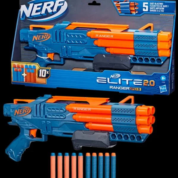 Cheap Elite 2.0, Blaster Ranger Pd-5, Raffica A 5 Canne, 10 Dardi Elite, Facile Da Usare, Portadardi, Azione A Pompa Giochi Di Abilita E Sport