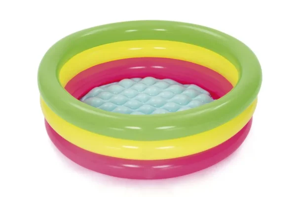 Hot Piscina Summer A 3 Anelli Color Con Fondo Gonfiabile, Cm. 70 24 Gonfiabili Per Bambini