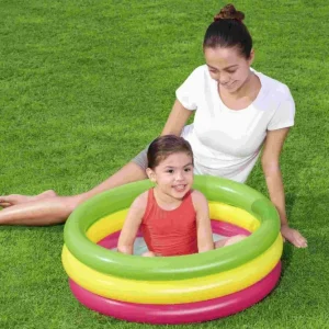 Hot Piscina Summer A 3 Anelli Color Con Fondo Gonfiabile, Cm. 70 24 Gonfiabili Per Bambini