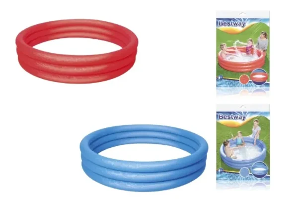 New Piscina Tinta Unita A 3 Anelli Cm. 152 30, 2 Colori Assortiti, Effetto Ghiaccio Gonfiabili Per Bambini