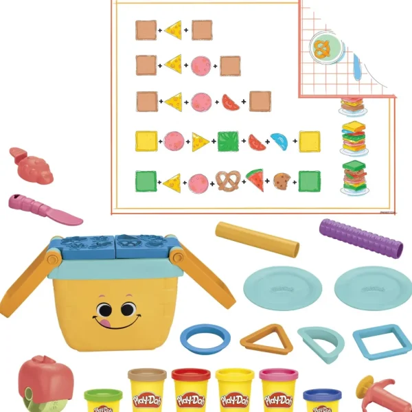 New Il Mio Primo Picnic Delle Forme, 12 Strumenti E 6 Vasetti, Giocattoli Per Eta Prescolare Plastilina E Pasta Modellabile
