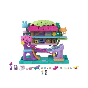 Outlet Pollyville Casa Sull'Albero Dei Cuccioli, Playset A 5 Piani, 15+ Pezzi Gioco: 2 Bambole, Veicolo, 4 Animali E Accessori, Giocattolo Per Bambini 4+ Anni Mini Dolls