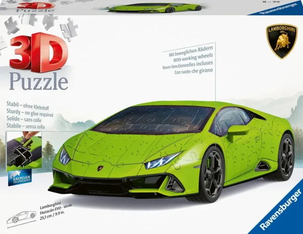 Sale Lamborghini Huracan Evo Verde, 108 Pezzi, 8+ Anni Puzzle 3D