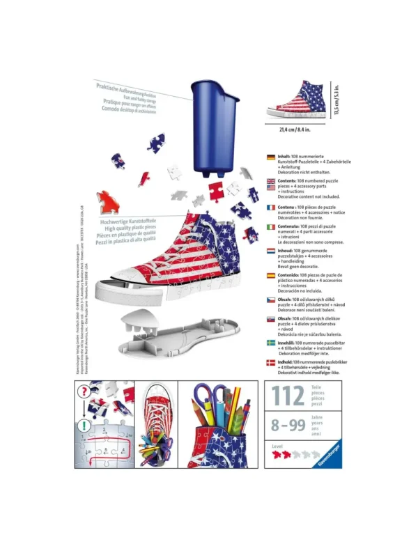 Sale Portapenne Sneaker Usa Flag Edition, 108 Pezzi, 8+ Anni Puzzle 3D