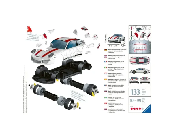 Store 3D Puzzle Porsche 911, Veicolo, 108 Pezzi, 10+ Anni Puzzle 3D