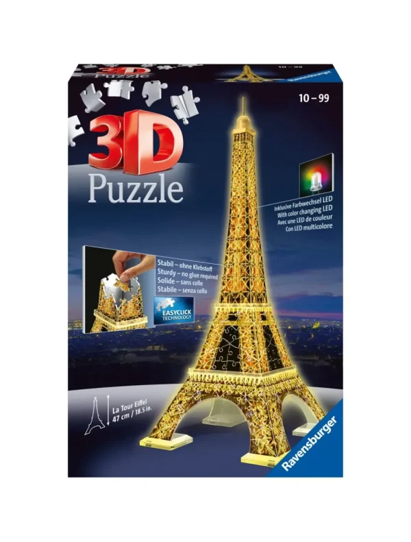 Sale Tour Eiffel Night Edition, Parigi, 216 Pezzi, 10+ Anni Puzzle 3D