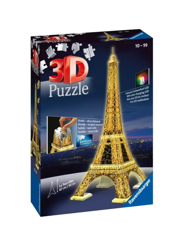 Sale Tour Eiffel Night Edition, Parigi, 216 Pezzi, 10+ Anni Puzzle 3D
