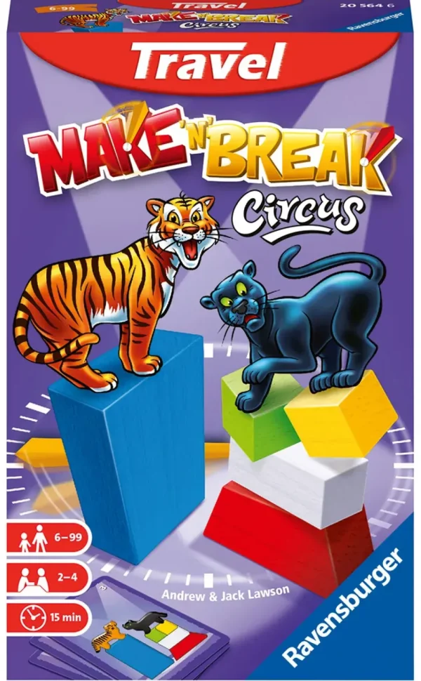 New Make'N'Break Circus Travel, Gioco Da Tavolo Tascabile, 2-4 Giocatori, 8+ Anni Giochi Tascabili E Da Viaggio