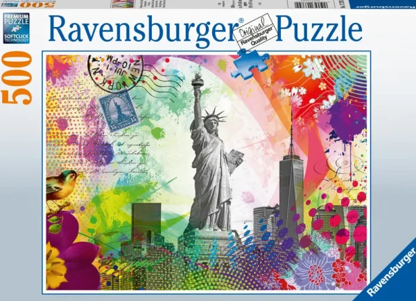 Hot Puzzle Cartolina Di New York, 500 Pezzi, Puzzle Adulti Puzzle 500 Pezzi