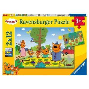 Cheap Puzzle 2X12 Pezzi Curioso Come Kid E Cats Puzzle Per Bambini