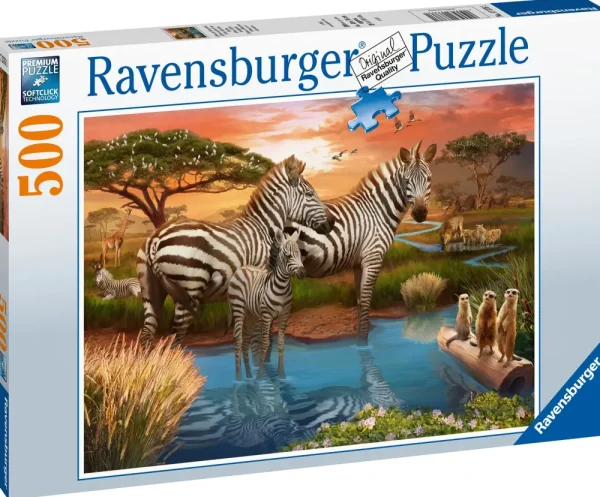 Best Sale Puzzle Zebre Alla Pozza D'Acqua, 500 Pezzi, Puzzle Adulti Puzzle 500 Pezzi