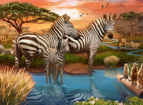 Best Sale Puzzle Zebre Alla Pozza D'Acqua, 500 Pezzi, Puzzle Adulti Puzzle 500 Pezzi