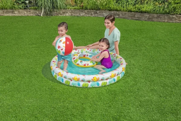 Clearance Set Piscina Barriera Corallina A 2 Anelli Cm. 122 20. Include: Pallone Cm. 41 E Salvagente Cm. 51 Gonfiabili Per Bambini