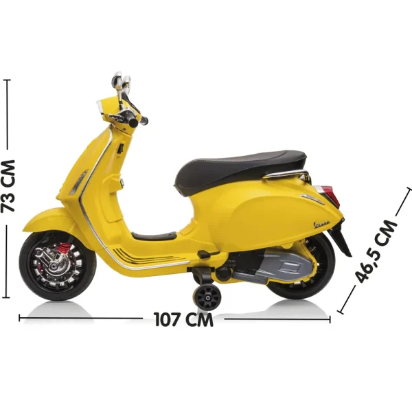 Fashion Vespa Elettrica Per Bambini Piaggio 12V Giallo Sole Cavalcabili Elettrici